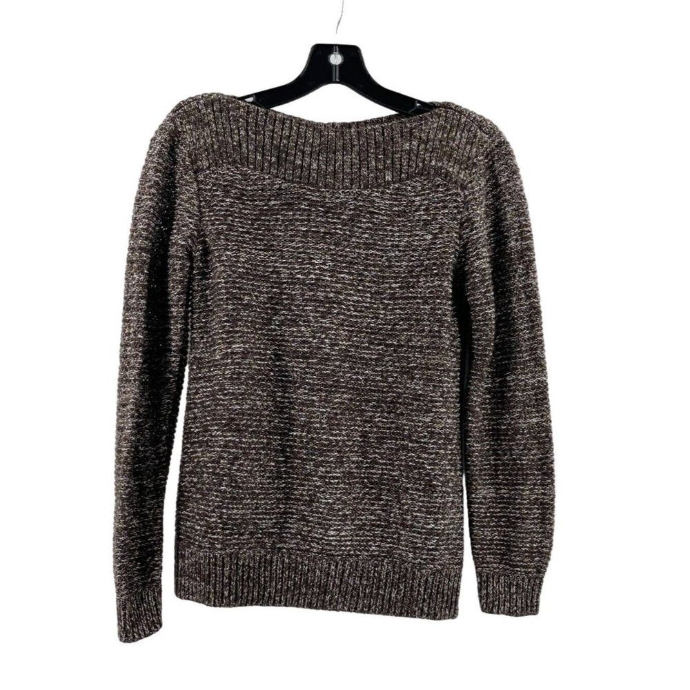Croft & Barrow Women's Brown Metallic Knit Long Sleeve Sweater Size Small